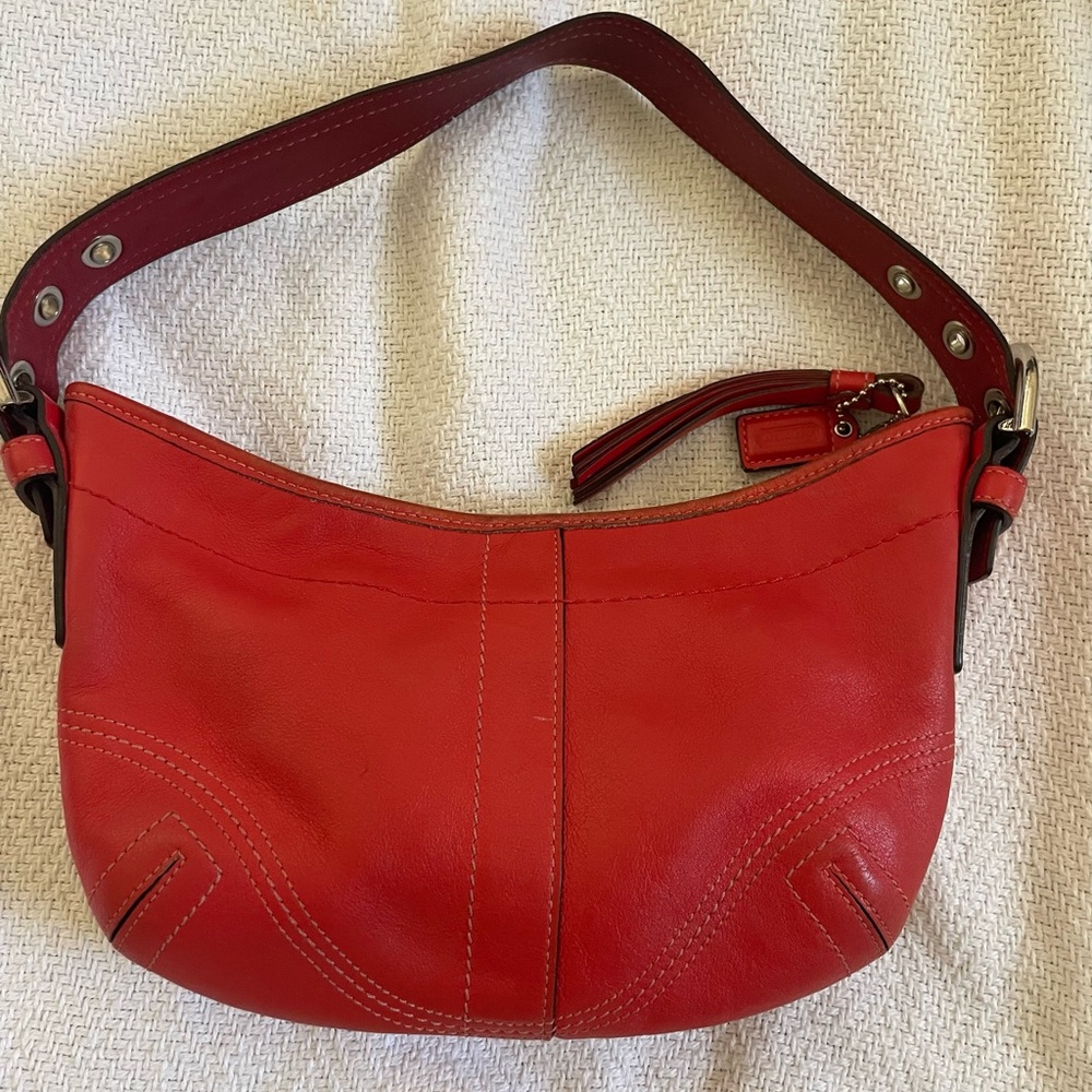 Coach Red Leather SoHo Hobo Shoulder Bag with Tassel
